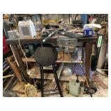 Metal Cart with Everything On It: Heater, Stool,