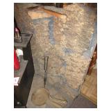 Hatchet, Pans, Weight with Rope