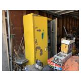 Large Yellow Metal Cabinet with Paints, Car Parts