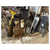 Side of Wood Burning Stove: Metal, Iron, Chairs,