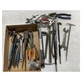 Assortment of Wrenches, Bars, Pliers