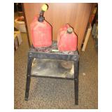 2) Gas Cans, Power Tool Stand 2) Gas Cans, Power Tool Stand