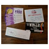 8 Free Taco, $10 Wingers, Family Fun Certificate,