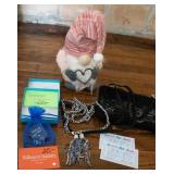 Valentine Gnome, Handmade Embroidered Purse,