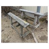 2) Wood Saw Horses, Steel Scrap 2) Wood Saw Horses, Steel Scrap