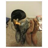 Unmarked Cowboy Hat, Cowboy Boots Sz. 10 and 10.5 Unmarked Cowboy Hat, Cowboy Boots Sz. 10 and 10.5