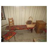 Floral Bench and Folding Chairs, Pinecones, Floral Bench and Folding Chairs, Pinecones,