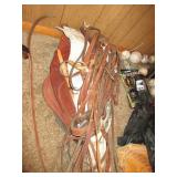 3) Horse Bridles, White Saddle Straps, Saddle Bags 3) Horse Bridles, White Saddle Straps, Saddle Bags