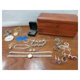 Wooden Jewelry Box with Earrings, Necklaces,