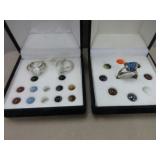 Earring and Ring Set with Interchangeable Stones
