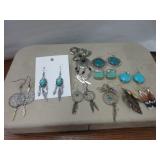 Earring Sets with Blue Stones, Dreamcatcher Design