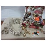 Assorted Jewelry, Necklaces, Earrings, Pins,