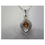 Sterling Silver / Citrine / White Topaz Necklace