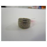 Sterling Silver / Gold / Diamond Ring Size 5