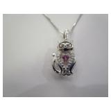 Sterling Silver / Gemstone Cat Necklace