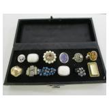 12) Rings with Display Case: Agate, Pearl and More