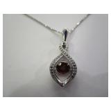 Sterling Silver / Garnet / White Topaz Necklace