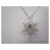 Sterling Silver / Diamond Snowflake Necklace