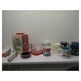 Coffee Cups, Vase, Bowls, Canister with Clasp,