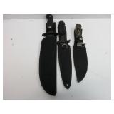 Three Fixed Blade Knives with Sheaths
