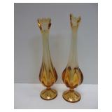 Matching Golden Colored Glass Vases