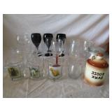 Dog and Bar Glasses, Wine Goblets, Booze Bank