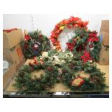 4) Christmas Wreaths, 1) Fall Wreathe, 1) Center