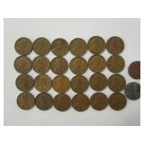 25) Wheatback Pennies, 1) Steel Wheatback Penny