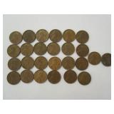 25) Wheatback Pennies, 1) Steel Wheatback Penny