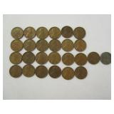 25) Wheatback Pennies, 1) Steel Wheatback Penny