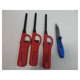 3) Lighters, Ozark Trail Pocket Knife