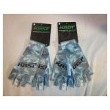 2) Pair Kast Gear Inferno Fishing Gloves, Blue L