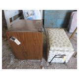 Small Refrigerator, Small Cushioned Ottoman,