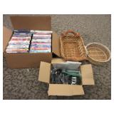DVDs, Weaved Baskets, Plug Ins