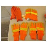 4) Orange Work Gloves with Reflective Tape