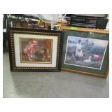 Framed Picking Flowers Picture And Flowers On A