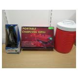 Portable Charcoal Grill, Beverage Dispenser