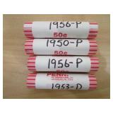4) Rolls Pennies (1953-P, 1950-P,2)1956-P