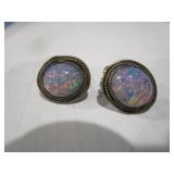 Mexico Silver and Opal* Screw-Back Earrings