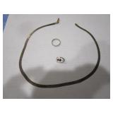 Sterling Silver Necklace, Ring and Pin