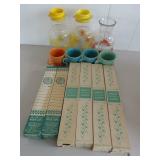 Vintage Disposable Cups, 4) Fiestaware Mugs