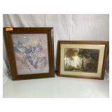 2) Framed Deer Prints