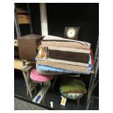 Rugs, Clock, Stools, Bell & Howell Filmo Editor