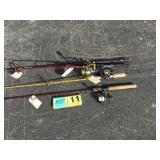 (4) Rods & Reels, Shakespeare Rod/Reel, Berley Rol (4) Rods & Reels, Shakespeare Rod/Reel, Berley Rol