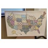 Patterned USA Map Wall Decor