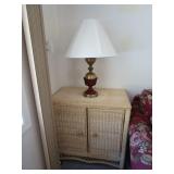Wicker Cabinet With Lamp
