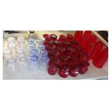 Red Vintage Goblets, Red Glasses, Juice Glasses