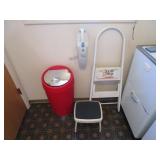 Step Stool, Dust Buster, Trash Can