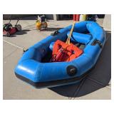 Blue Six Man Raft / Boat, Oars, Life Jackets, Pump