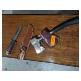 Hatchet, 2) Hunting Knives